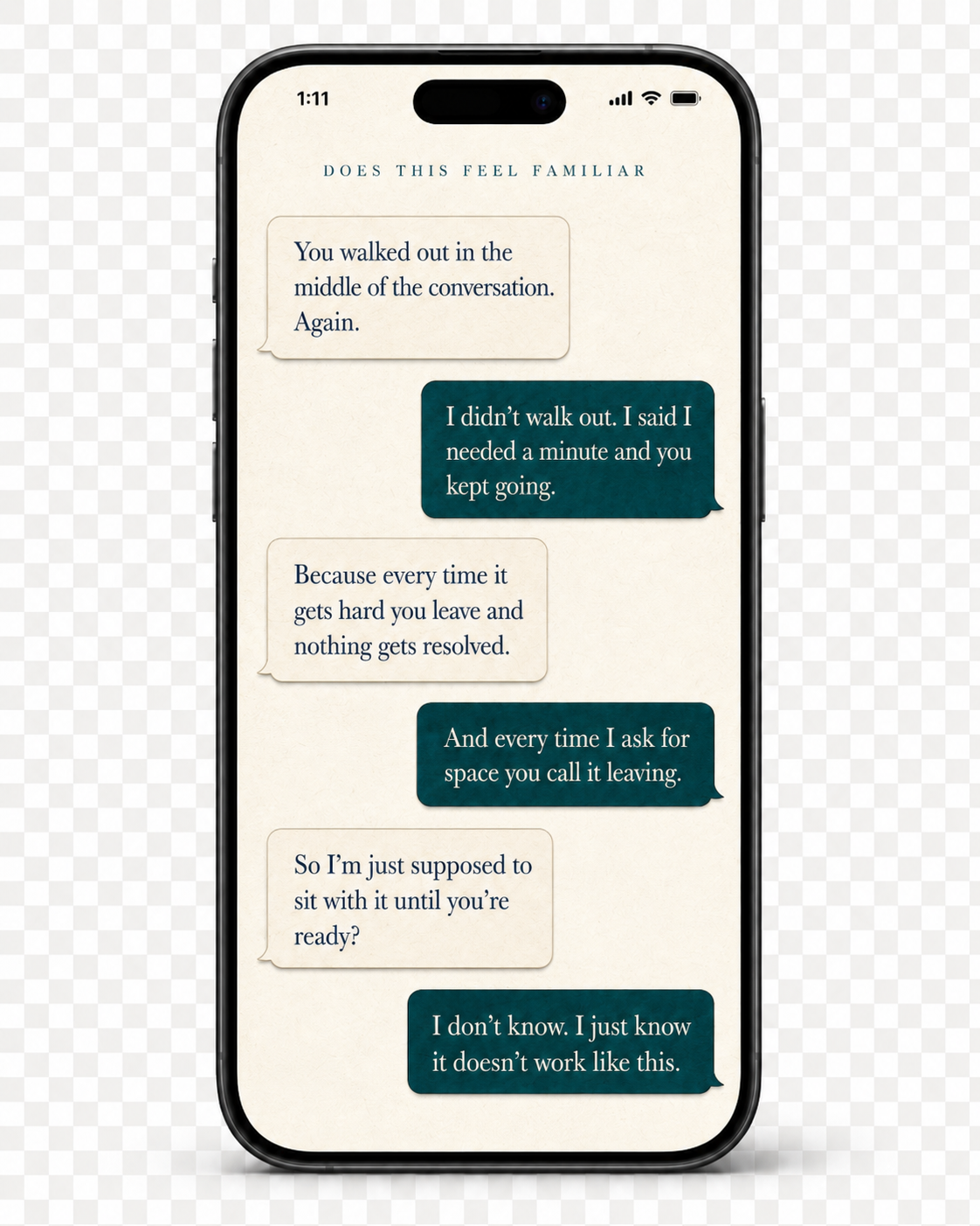 A couple's text exchange